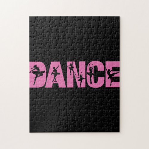 Pink DANCE with Ballerina Cutouts Jigsaw Puzzle