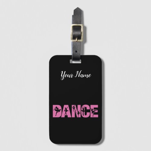 Pink DANCE with Ballerina Cutouts Luggage Tag