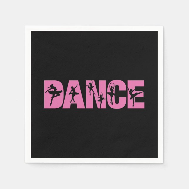 Pink DANCE with Ballerina Cutouts Napkins (Front)