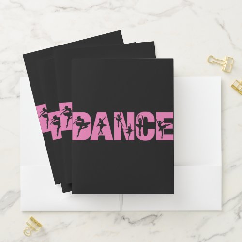 Pink DANCE with Ballerina Cutouts Pocket Folder