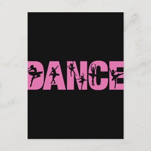 Pink DANCE with Ballerina Cutouts Postcard