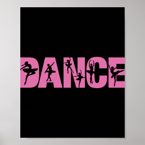 Pink DANCE with Ballerina Cutouts Poster