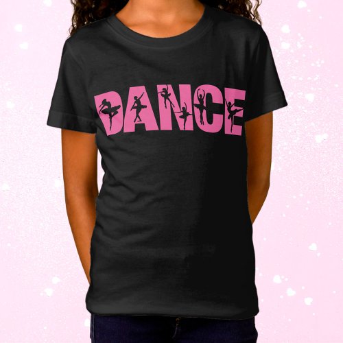 Pink DANCE with Ballerina Cutouts T_Shirt