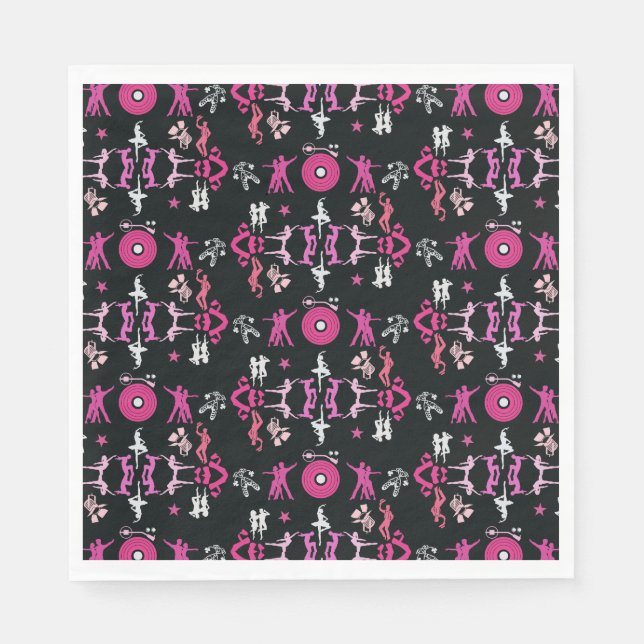 Pink Dancer Patterned Home Decor Napkins (Front)
