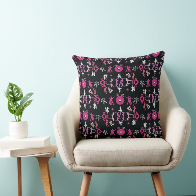 Pink Dancer Patterned Home Decor Throw Pillow (Chair)