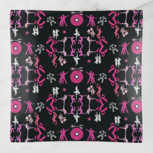 Pink Dancer Patterned Home Decor Trinket Tray
