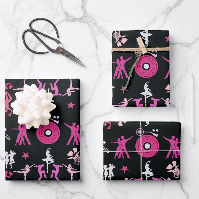 Pink Dancer Patterned Home Decor Wrapping Paper Sheets (Front)