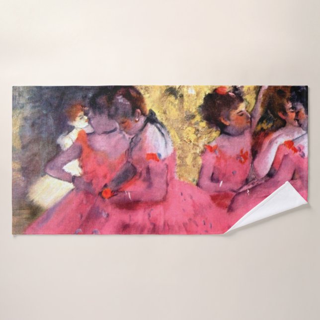 Pink Dancers, Edgar Degas Bath Towel (Bath Towel)