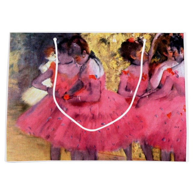 Pink Dancers, Edgar Degas Large Gift Bag (Front)