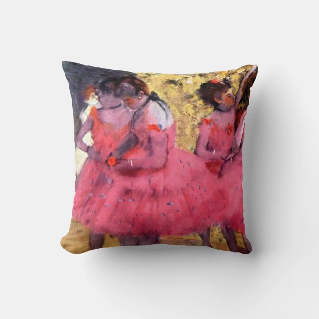 Pink Dancers, Edgar Degas Throw Pillow (Front)