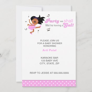 Pink Dancing Dark Skin Mom-to-be Girl Baby Shower Invitation by PeachyPrints at Zazzle