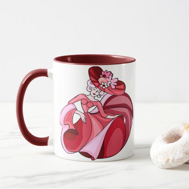 Pink Dancing Girl Mug (With Donut)