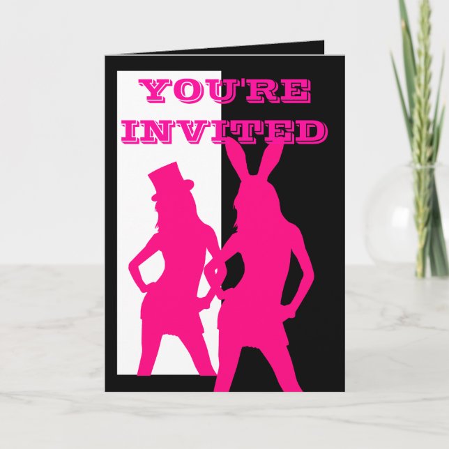 Pink  dancing  girls party invitation (Front)