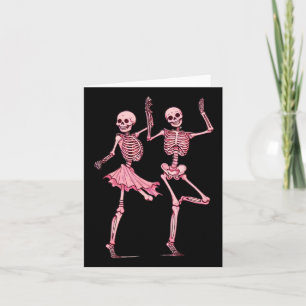 Pink Dancing Skeletons Dance Day Of Dead Halloween Card