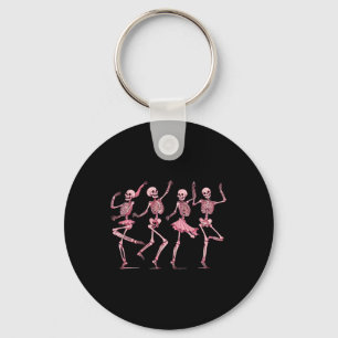 Pink Dancing Skeletons Dance Day Of Dead Halloween Keychain