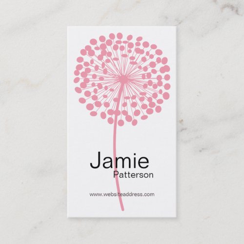 Pink Dandelion Flower Vertical Business Cards