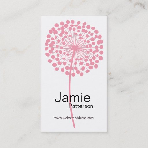 Customizable Pink Dandelion Flower Vertical Business Cards