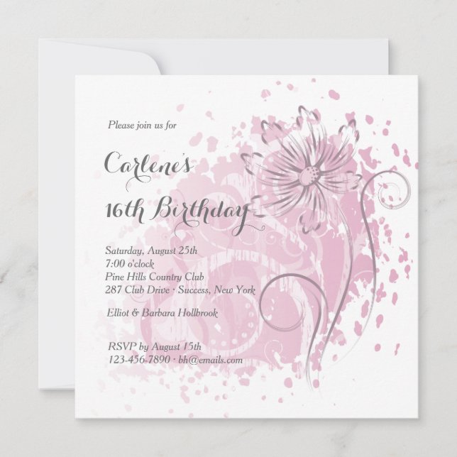 Pink Dandelion Invitation (Front)