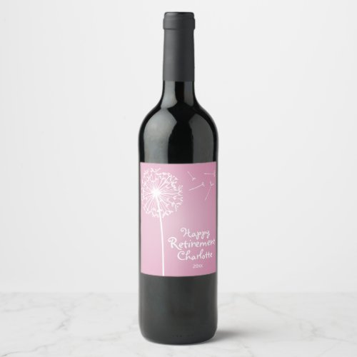 Pink Dandelion Party Wine Label