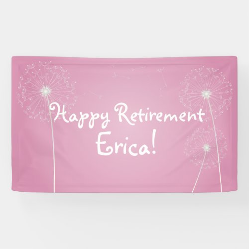 Pink Dandelion Retirement Party Banner