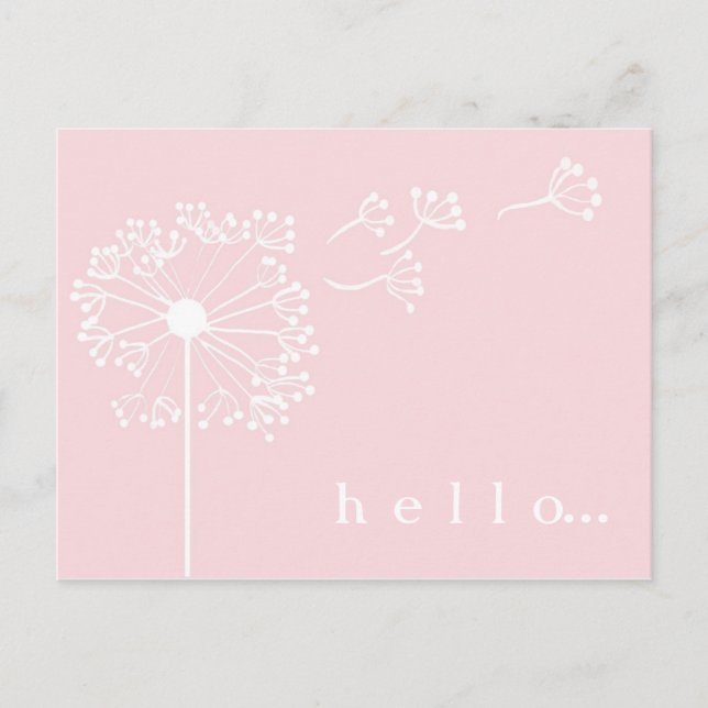 Pink Dandelion Stationary Postcard (Front)