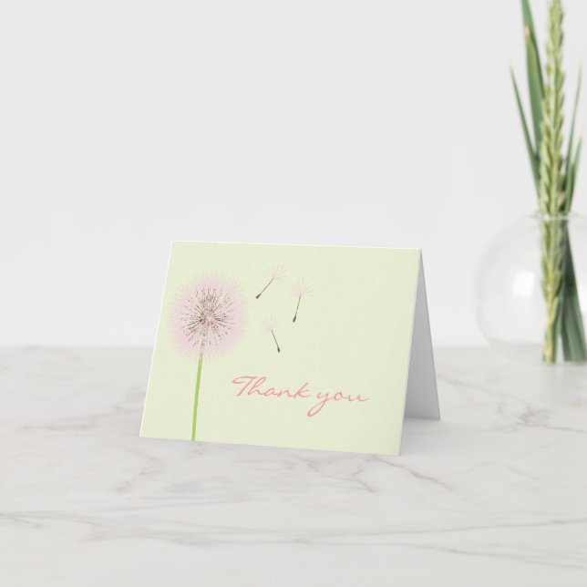 Pink Dandelion Thank You Card (Front)