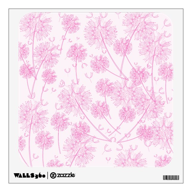 Pink Dandelions Wall Sticker (Front)