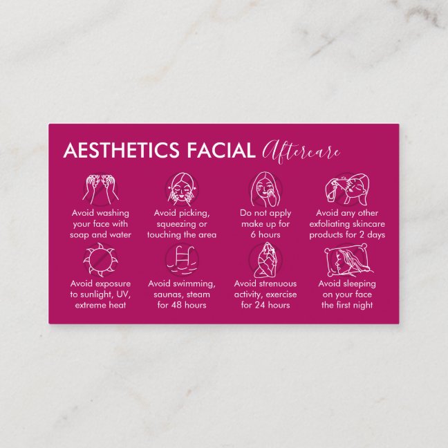 Pink Dark Aesthetics Facial aftercare Business Card