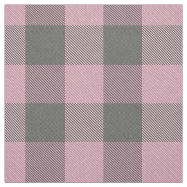 pink dark gray buffalo plaid fabric (Swatch)