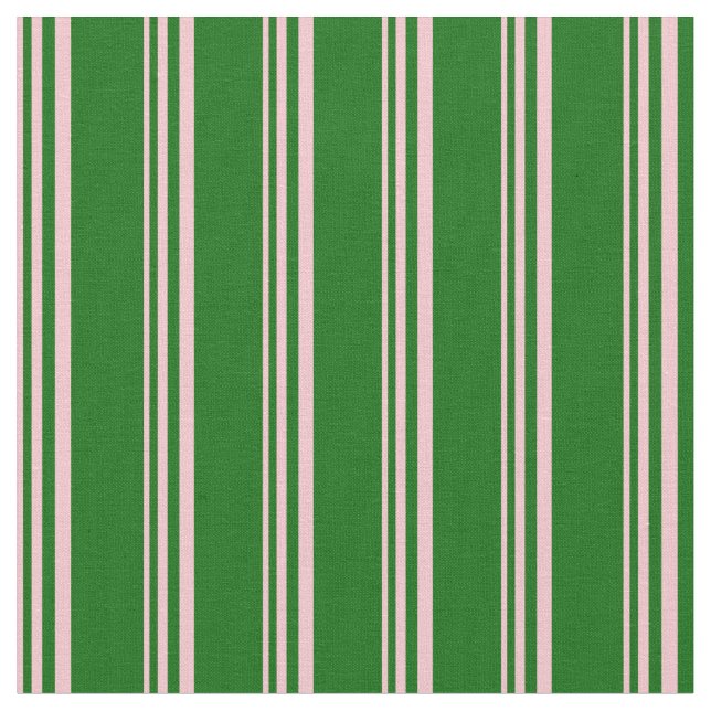 Pink & Dark Green Stripes Fabric (Close Up)