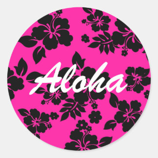 Pink Dark Hawaiian Classic Round Sticker