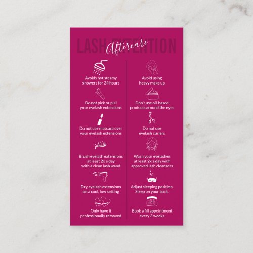 Pink Dark Icon Makeup Lash Extension Aftercare Business Card