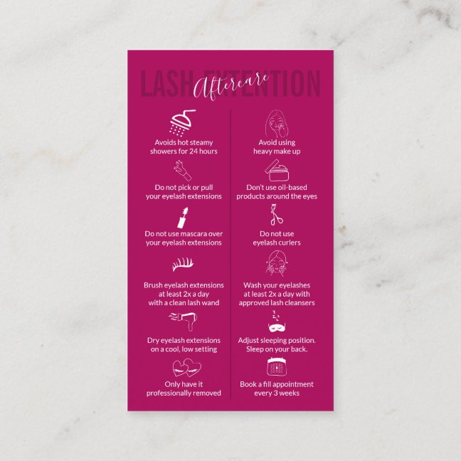 Pink Dark Icon Makeup Lash Extension Aftercare Business Card