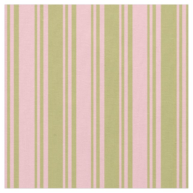 Pink & Dark Khaki Striped/Lined Pattern Fabric (Close Up)