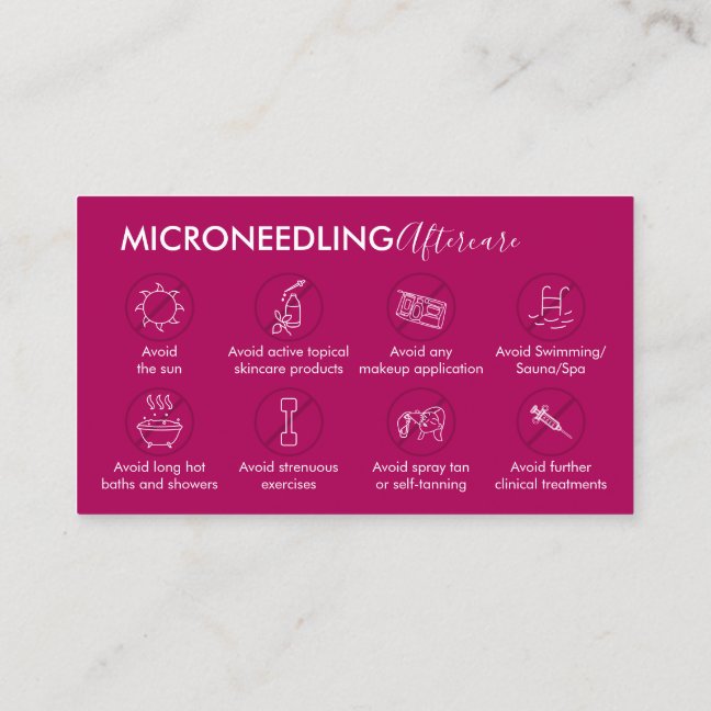 Pink Dark Microneedling Aftercare Post Instruction Business Card