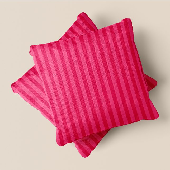 Pink & Dark Pink Stripes Throw Pillow (Pink & Dark Pink Stripes Throw Pillow)