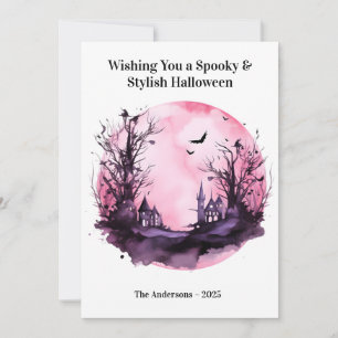 Pink Dark Scary Halloween Card