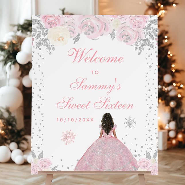 Pink Dark Skin Girl Sweet Sixteen Welcome Foam Board (Creator Uploaded)