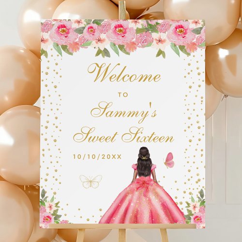 Pink Dark Skin Girl Sweet Sixteen Welcome Foam Board