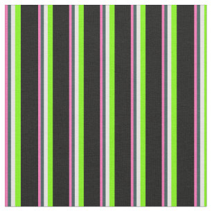 Pink, Dark Slate Gray, Mint Cream, Green & Black Fabric