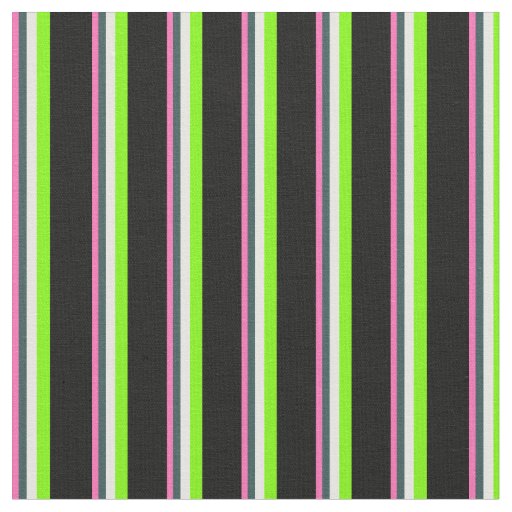 Pink, Dark Slate Gray, Mint Cream, Green & Black Fabric