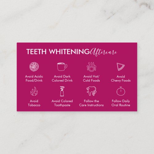Pink Dark Teeth Whitening Aftercare Tips Business Card
