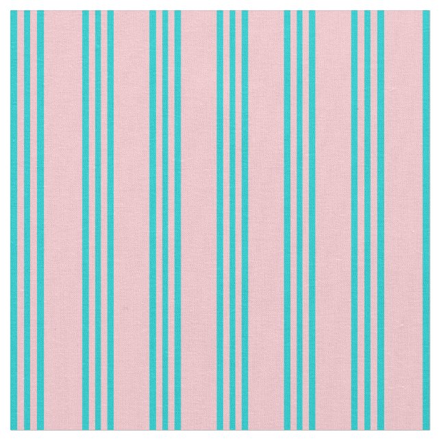 Pink & Dark Turquoise Colored Pattern Fabric (Close Up)