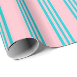 Pink & Dark Turquoise Colored Pattern Wrapping Paper