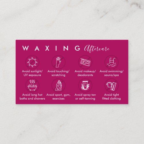 Pink Dark Waxing after care advices instructions Business Card