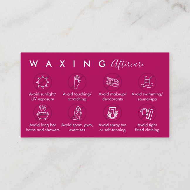 Pink Dark Waxing after care advices instructions Business Card