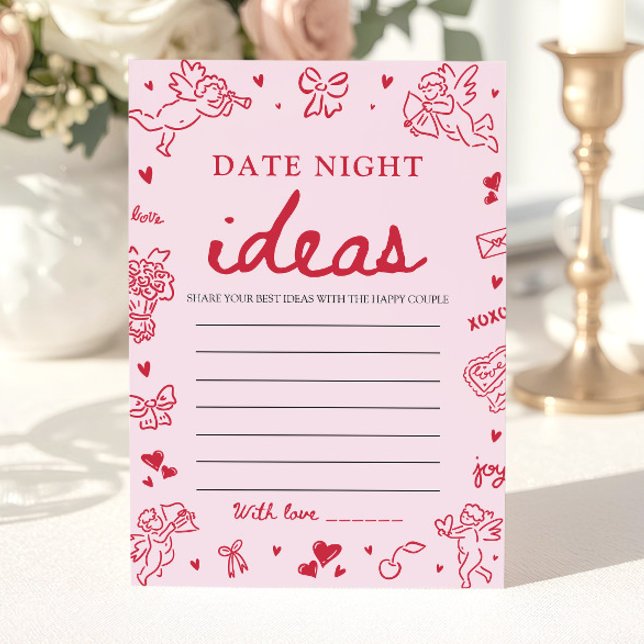 Pink Date Night Ideas Bridal Shower Game  Invitation (Pink Date Night Ideas Bridal Shower Game)