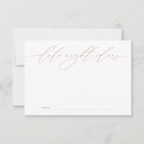 Pink Date Night Ideas Newlywed Keepsake Card