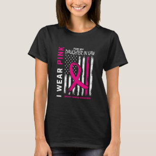 Pink Daughter In Law Breast Cancer Flag Front T-Shirt