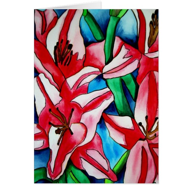 Pink Day lily watercolor art painting (Front)